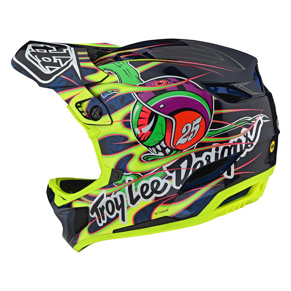 Troy Lee Designs D4 Carbon MIPS BMX Race Helmet-Eyeball Flo Yellow
