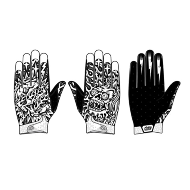 Troy Lee Designs Air BMX Race Gloves-Skull Demon-White/Black - 1