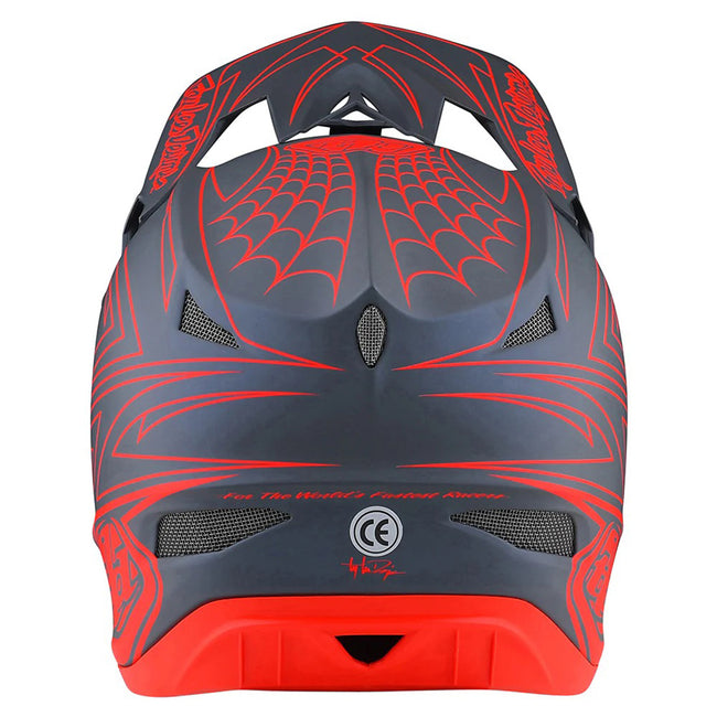 Troy Lee Designs D3 Fiberlite Spiderstripe BMX Race Helmet-Gray/Red - 3