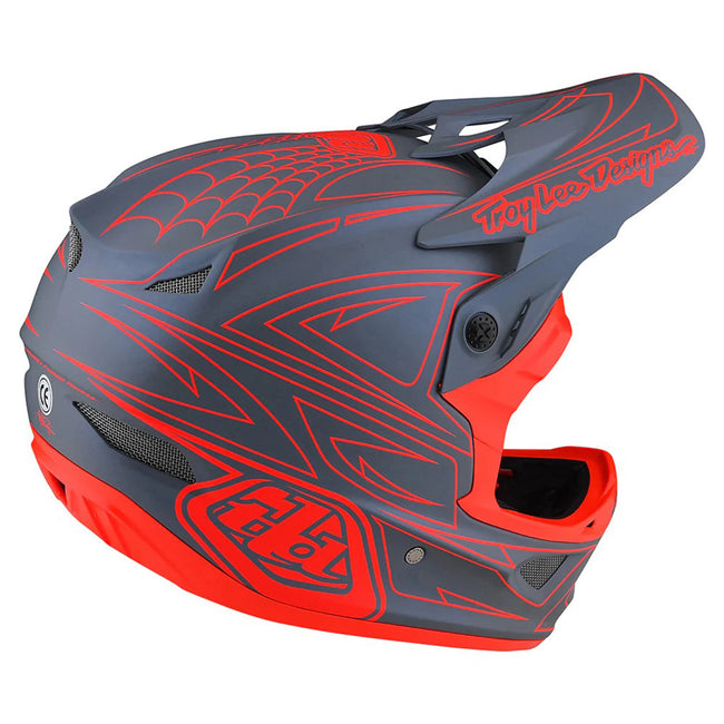 Troy Lee Designs D3 Fiberlite Spiderstripe BMX Race Helmet-Gray/Red - 4
