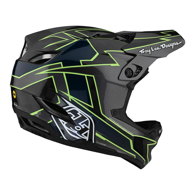 Troy Lee Designs D4 Carbon MIPS Graph BMX Race Helmet-Gray/Green - 1