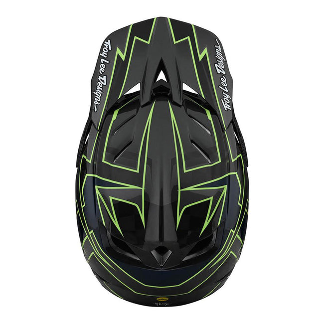 Troy Lee Designs D4 Carbon MIPS Graph BMX Race Helmet-Gray/Green - 3