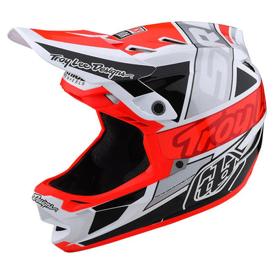 Troy Lee Designs D4 MIPS Team SRAM BMX Race Helmet-White/Glo Red