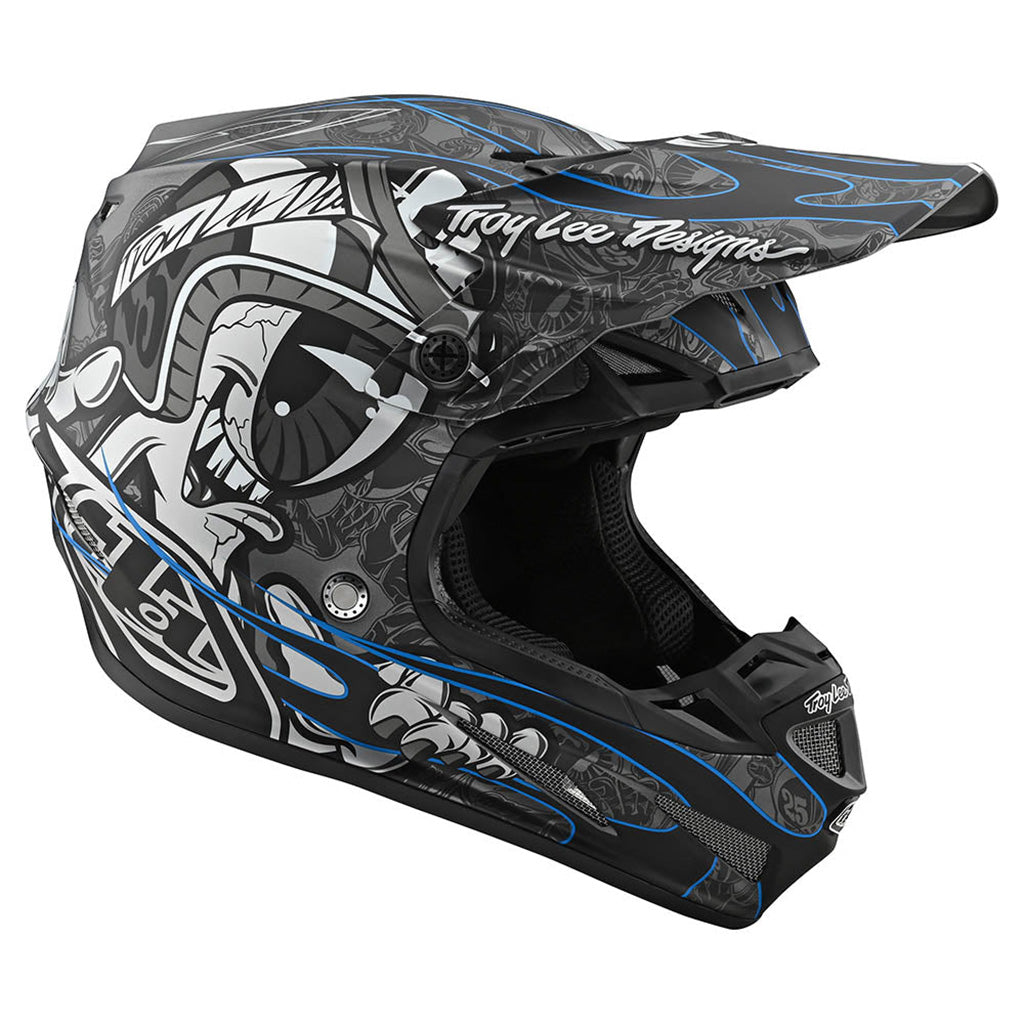 bike helmet with googly eyes Troy Lee Designs SE4 MIPS Eyeball BMX Race Helmet-Black/Silver – J&R Bicycles, Inc