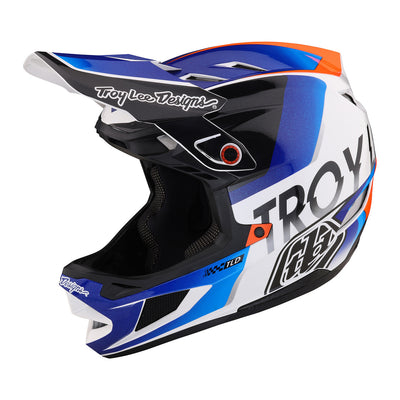 Troy Lee Designs D4 Composite BMX Race Helmet-Qualifier White/Blue