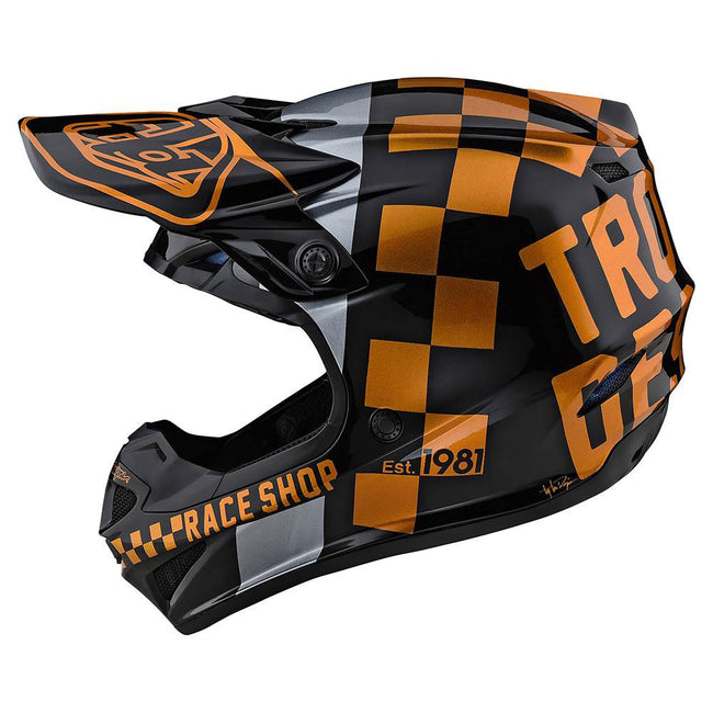 Troy Lee Designs SE4 Poly Checkers MIPS BMX Race Helmet-Black/Gold - 2