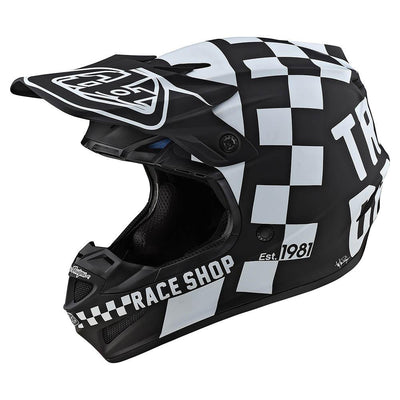 Troy Lee Designs SE4 Poly Checkers MIPS BMX Race Helmet-Black/White