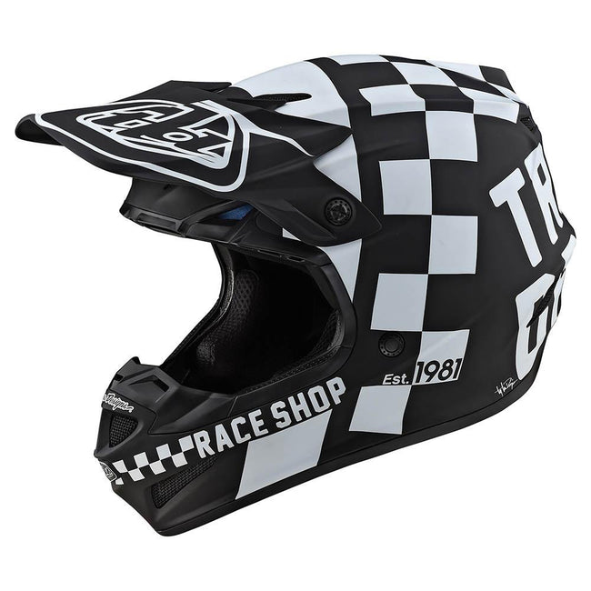 Troy Lee Designs SE4 Poly Checkers MIPS BMX Race Helmet-Black/White - 1