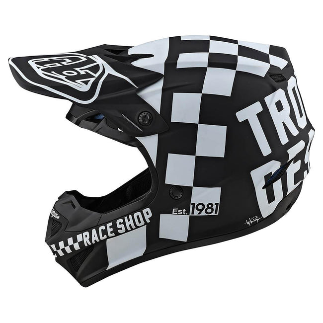 Troy Lee Designs SE4 Poly Checkers MIPS BMX Race Helmet-Black/White - 2