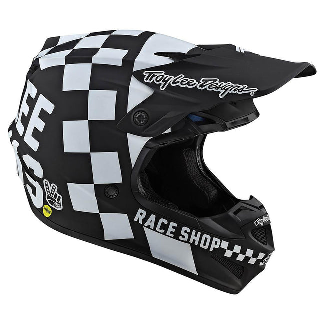 Troy Lee Designs SE4 Poly Checkers MIPS BMX Race Helmet-Black/White - 4