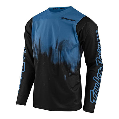 Troy Lee Skyline Diffuze LS BMX Race Jersey-Blue Bird/Black