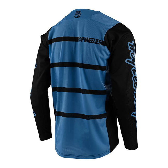 Troy Lee Skyline Diffuze LS BMX Race Jersey-Blue Bird/Black - 2