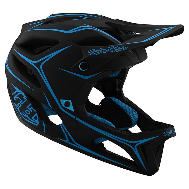 Troy Lee Designs Stage MIPS Helmet-Pinstripe Black/Cyan - 4