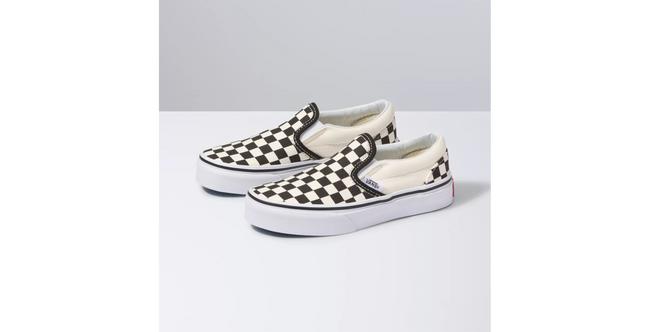 Vans Classic Slip-On Kids Shoe-Black/White Checkerboard - 4