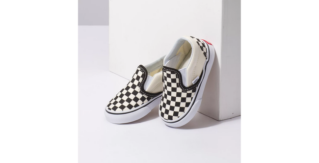 Vans Classic Slip-On Todder Shoe-Black/White Checkerboard - 3