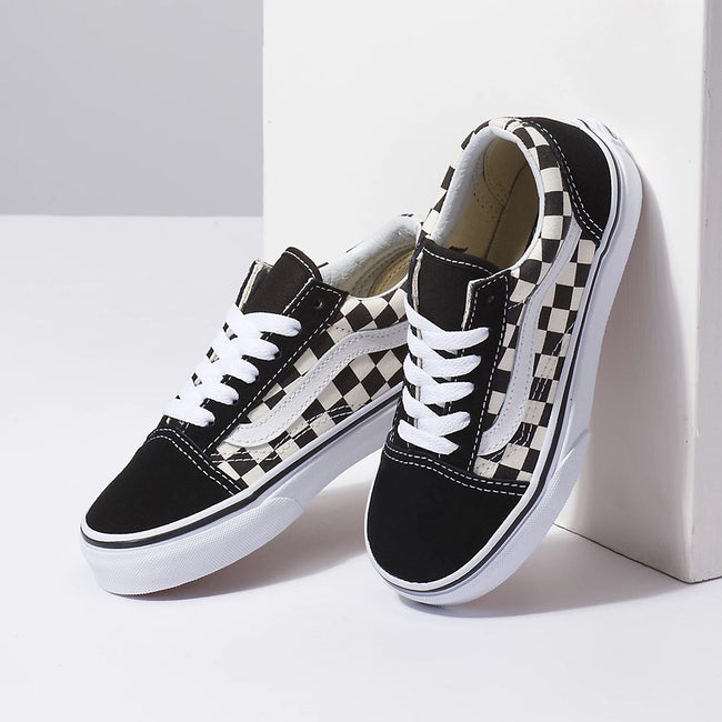 Vans Old Skool Primary Kids Shoes-Black/White Checkerboard - 4