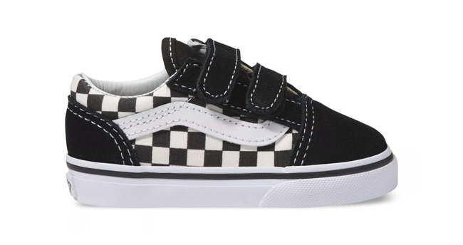 Vans Old Skool V Primary Toddler Shoe-Black/White Checkerboard - 1