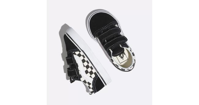Vans Old Skool V Primary Toddler Shoe-Black/White Checkerboard - 2