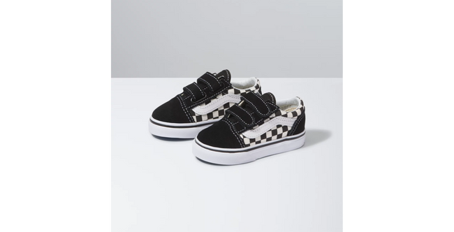 Vans Old Skool V Primary Toddler Shoe-Black/White Checkerboard - 4