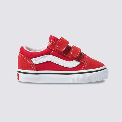 Vans Old Skool V Toddler Shoes-Racing Red/True White