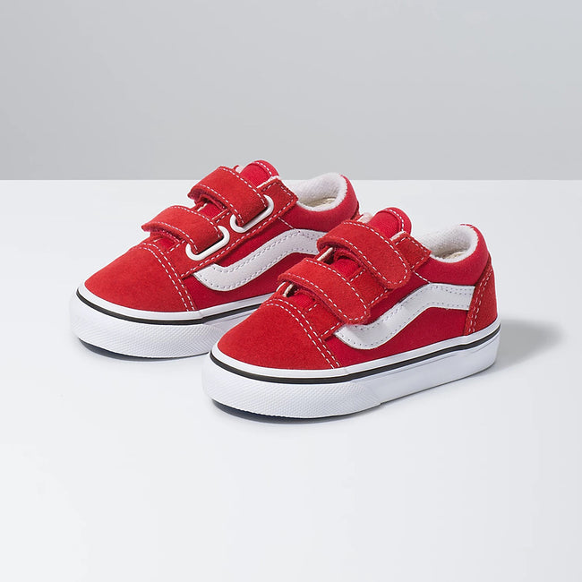 Vans Old Skool V Toddler Shoes-Racing Red/True White - 2