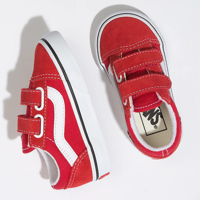 Vans Old Skool V Toddler Shoes-Racing Red/True White - 4