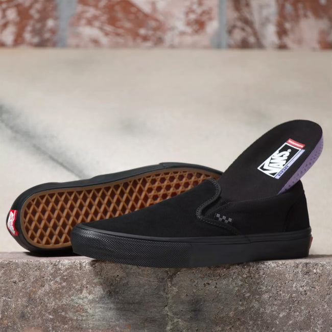 Vans Skate Slip-On Shoes-Black/Black - 2