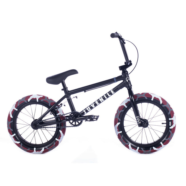 Cult Juvenile 16&quot; BMX Freestyle Bike-Black/Red Camo Tires - 1