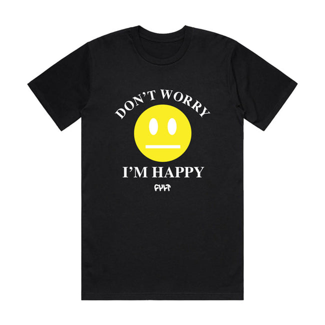 Cult Don&#39;t Worry I&#39;m Happy T-Shirt-Black - 1
