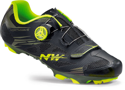 Northwave Scorpius 2 Plus Clipless Shoes-Military Black/Flo Yellow