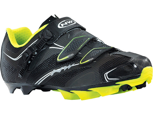 Northwave Scorpius SRS Clipless Shoes-Black/Fluorescent Yellow at