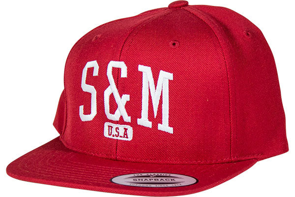S&amp;M Crew Classic Snapback Hat-Red - 1