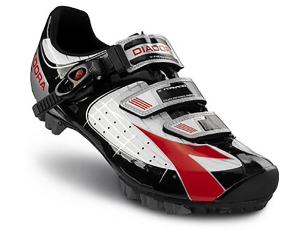 Diadora X-Tornado Clipless Shoes-White/Black/Red - 1