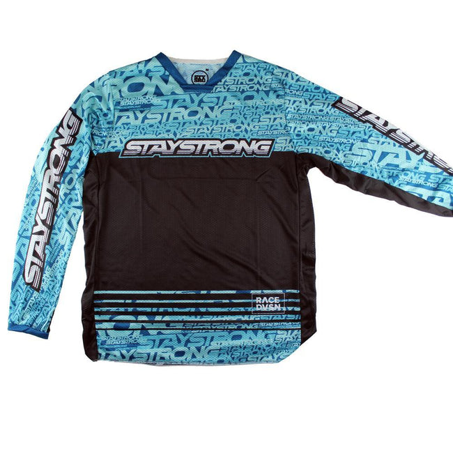Stay Strong Mash Up BMX Race Jersey-Teal/Black - 1