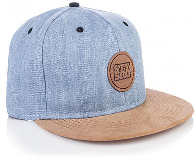 Stay Strong Snapback Hat-Denim/Brown Suede