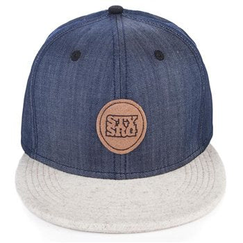 Stay Strong Snapback Hat-Denim/White