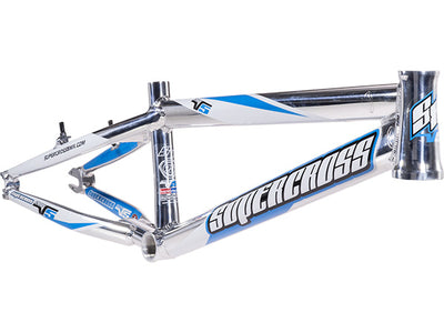 Supercross Envy V5 BMX Race Frame-Mirror Polished/Blue Stickers