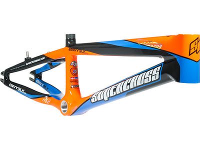 Supercross Envy BLK Carbon Fiber BMX Race Frame-Carbon/Cyan/Orange