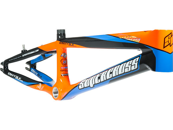 Supercross Envy BLK Carbon Fiber BMX Race Frame-Carbon/Cyan/Orange - 1