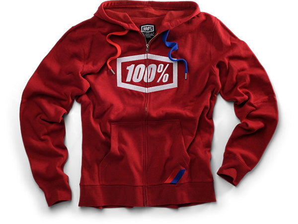 100% Zip Hooded Jacket-Syndicate Red - 1