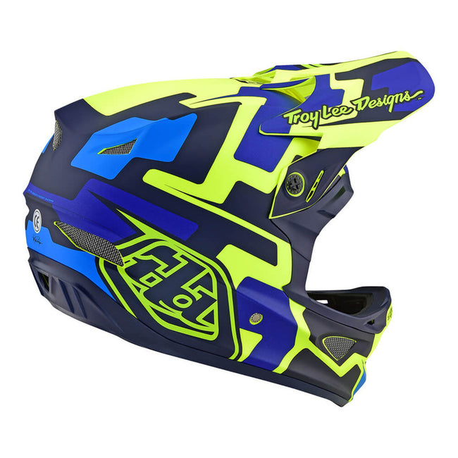 Troy Lee Designs D3 FIberlite Speedcode Helmet-Yellow/Blue - 2