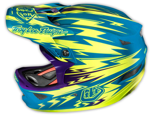 Troy Lee 2013 D3 Composite Helmet-Thunder Turquoise/Yellow - 5